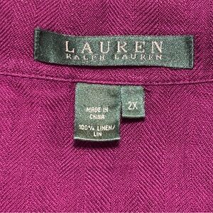 Lauren Ralph Lauren Linen Blouse in Magenta 100% Linen Plus size 2XL. EUC